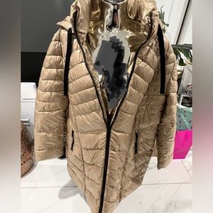 Sam Edelman XXL hooded gold puffer jacket, 3/4 length, NWT!